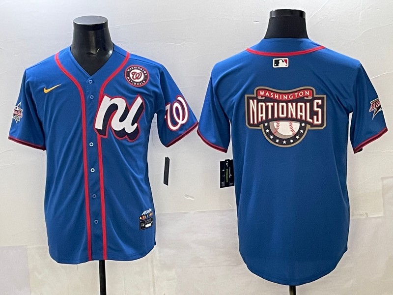 Men 2025 Washington Nationals blank blue MLB All Star Nike jersey ->philadelphia phillies->MLB Jersey
